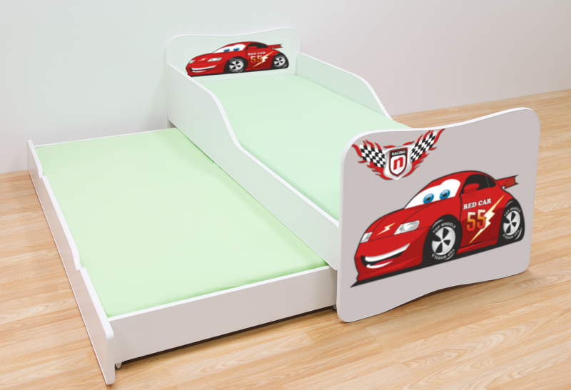 Becks posteľ s výsuvným lôžkom Auto červené